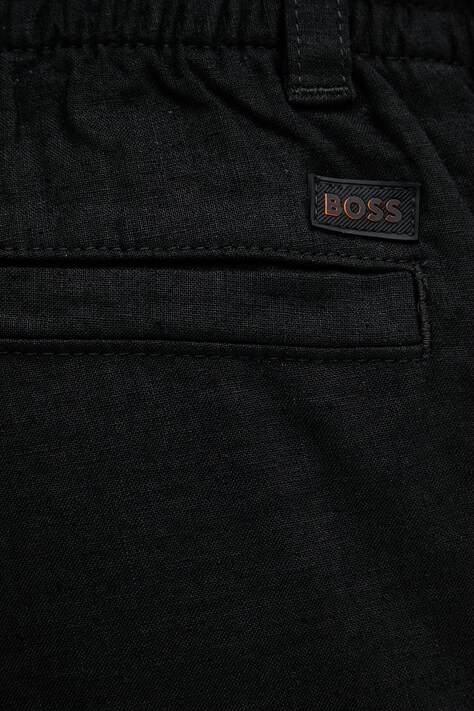 BOSS Orange spodnie męskie z lnem czarne regular waist 50559595