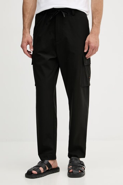 BOSS Orange pantaloni cargo pentru bărbați negri regular waist 50562768