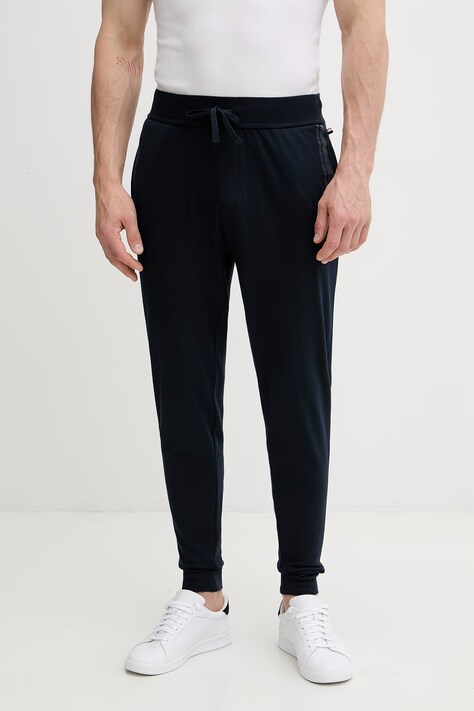 BOSS spodnie dresowe męskie bawełniane niebieskie regular waist 50554784
