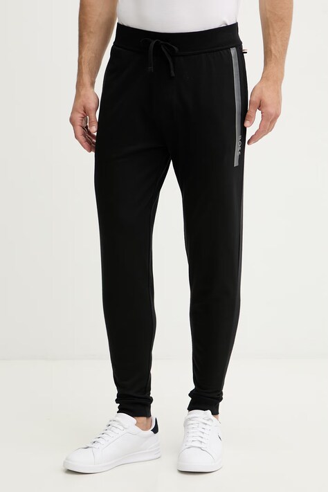 BOSS spodnie dresowe męskie bawełniane czarne regular waist 50554784