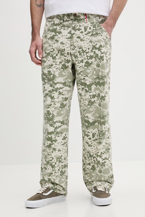 Vans spodnie męskie bawełniane Premium LX Chore Canvas zielone regular waist VN000T7JDA11