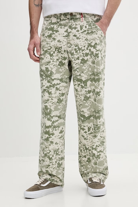 Vans spodnie męskie bawełniane Premium LX Chore Canvas zielone regular waist VN000T7JDA11