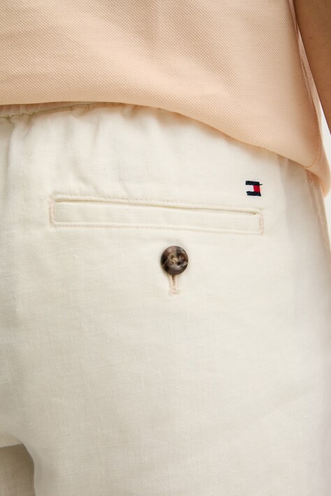 Tommy Hilfiger spodnie męskie z dodatkiem lnu beżowe regular waist MW0MW42336