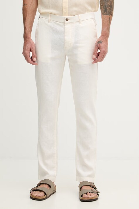 Tommy Hilfiger Παντελόνι Ανδρικό με λινό μπεζ κανονική MW0MW42337