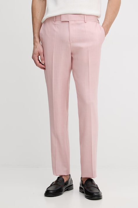 BOSS spodnie garniturowe męskie z wełną Genius różowe regular waist 50562605
