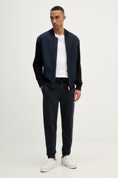 BOSS spodnie dresowe męskie bawełniane Locsin 01 granatowe regular waist 50555853