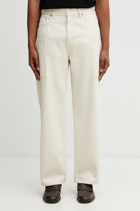 Kenzo Cargo Pants spodnie bawełniane męskie beżowe FG55DP4086W0