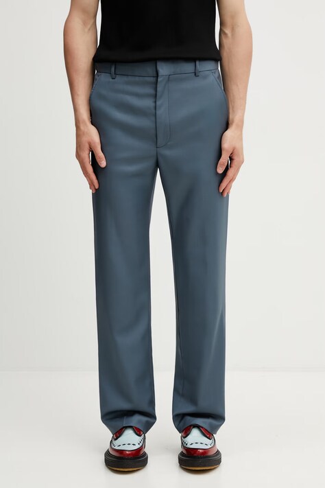 Kenzo Tailored Pants spodnie garniturowe wełniane męskie szare regular waist FG55PA2199TV