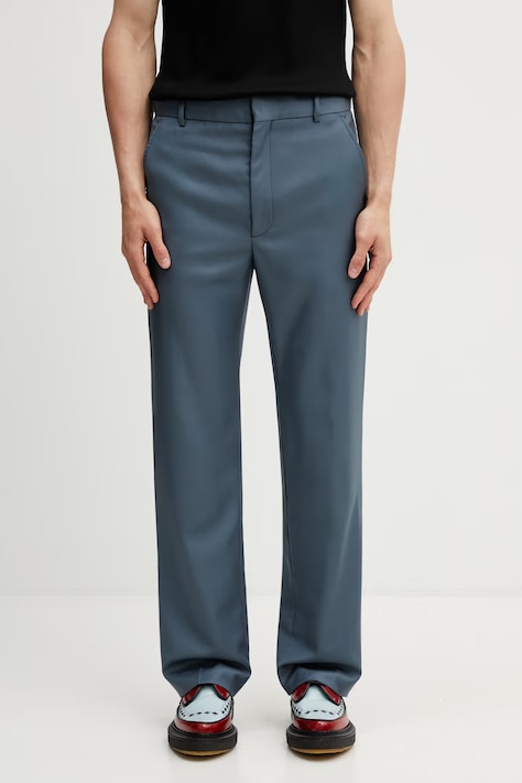 Kenzo Tailored Pants spodnie garniturowe wełniane męskie szare regular waist FG55PA2199TV