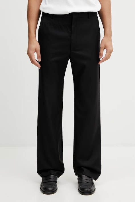 Kenzo Tailored Pants spodnie garniturowe wełniane męskie czarne regular waist FG55PA2199TV