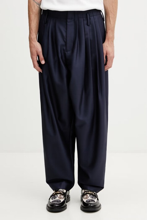 Kenzo Tailored Pants spodnie z wełną męskie granatowe regular waist FG55PA3849FA