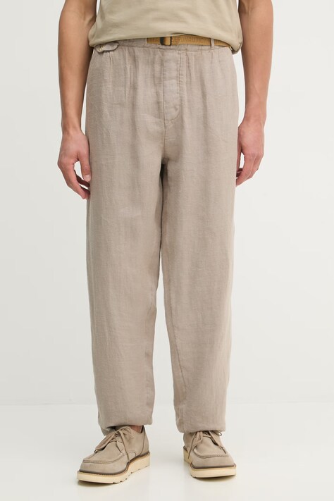 Aeronautica Militare spodnie lniane męskie kolor beżowy proste PA1712UCT04293