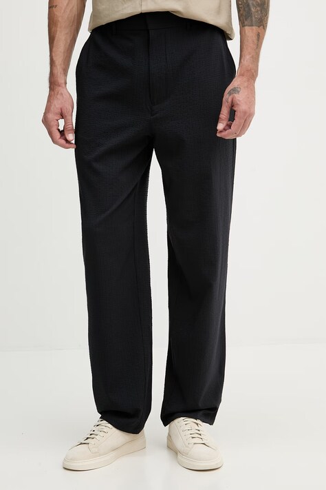 Armani Exchange spodnie straight męskie z lyocellem granatowe regular waist XM002094 AF22363