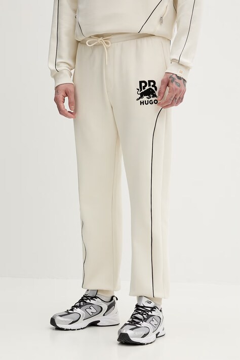 HUGO spodnie dresowe męskie Dusson_RB beżowe regular waist 50559707