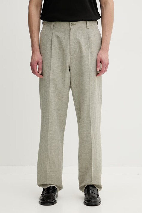 HUGO nohavice pánske s ľanom Flips251X zelené klasický pás 50559852