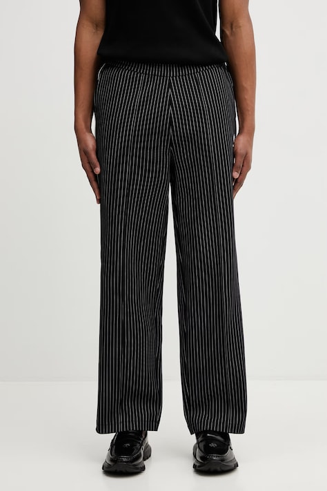 Fred Perry x Kris Van Assche spodnie męskie czarne high waist ST2101