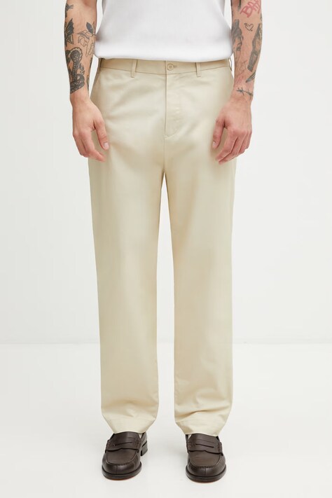 Fred Perry spodnie męskie bawełniane beżowe regular waist T2301