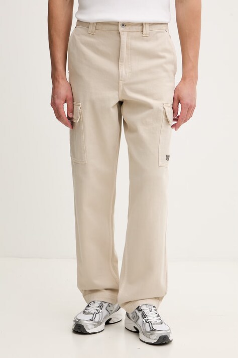 Karl Lagerfeld Jeans cargo hlače moške bombažne bež srednji pas B2M10056