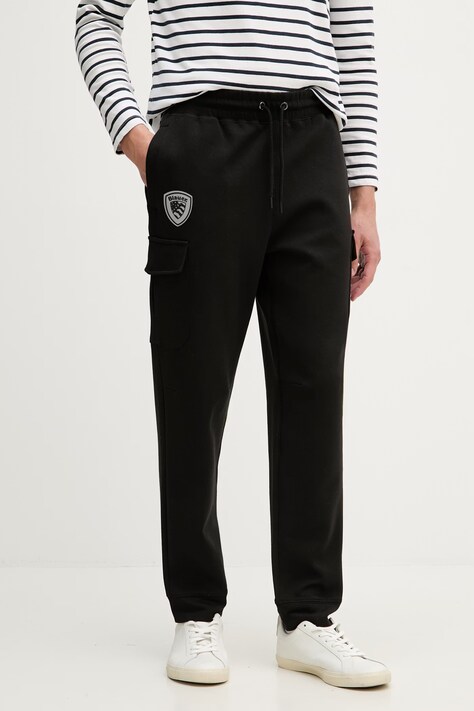 Blauer spodnie dresowe męskie z bawełną OLNEYS czarne regular waist BLUP04036