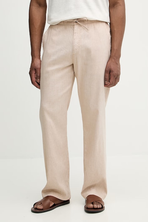 Hlače Michael Kors boja: bež, ravna, CS6305WKY1