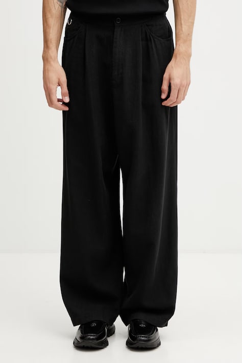 Undercover PANTS pantaloni cu amestec de in bărbați negri regular waist UP1F4502