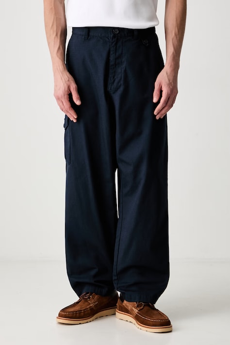 Barbour MTR0796NY91 spodnie bawełniane męskie granatowe regular waist