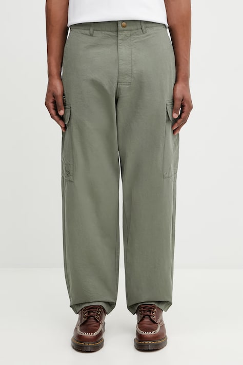 Barbour MTR0798OL52 spodnie cargo bawełniane męskie zielone regular waist