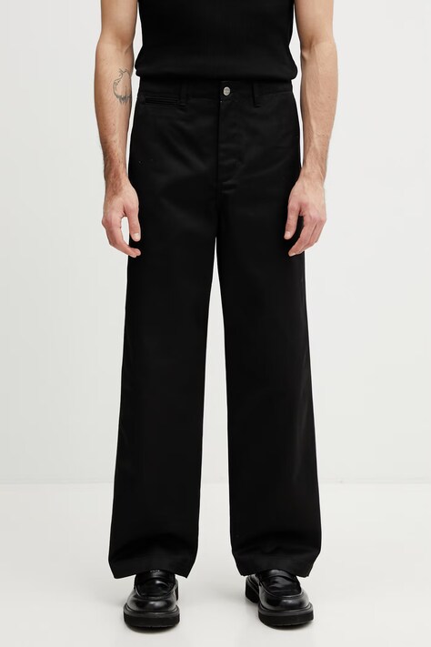 Carhartt WIP Harold Pant spodnie straight bawełniane męskie czarne regular waist I036502.8901