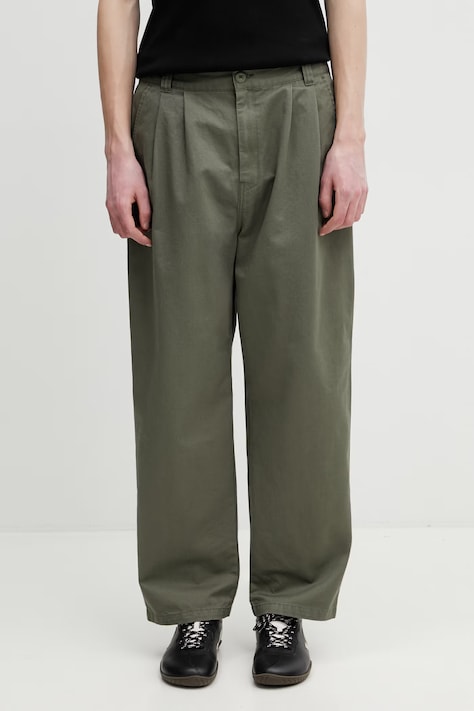 Carhartt WIP Marv spodnie bawełniane męskie zielone regular waist I033129.1106