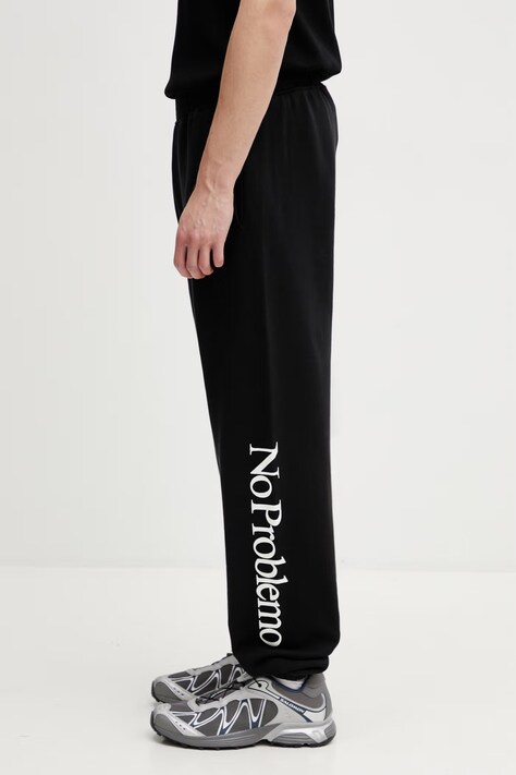No Problemo spodnie dresowe bawełniane męskie czarne high waist NP3000205