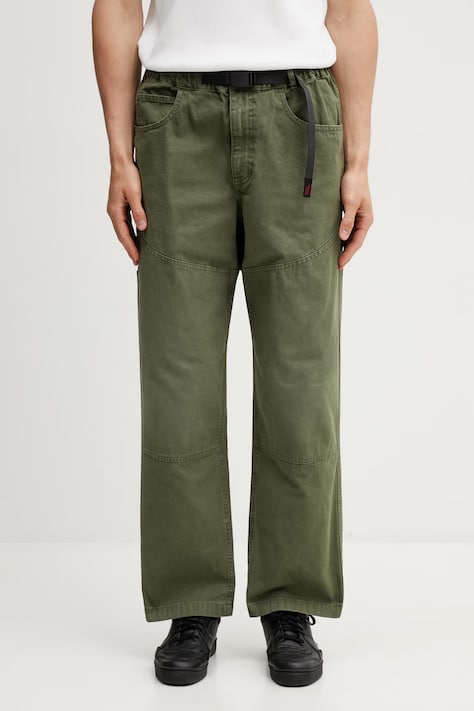 Gramicci TAOS CANVAS PANT spodnie wide leg bawełniane męskie zielone regular waist G6SM.P008