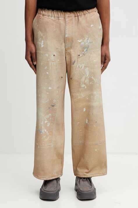 BEAMS trousers cotton Men's beige regular waist 1124.3628.147