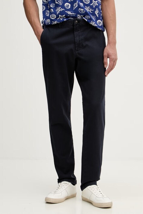 United Colors of Benetton spodnie chinos męskie bawełniane z elastanem granatowe regular waist 42D6UF062