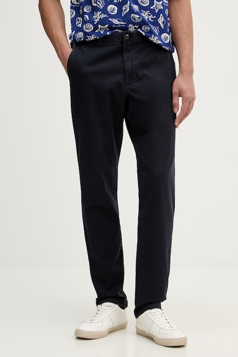 United Colors of Benetton spodnie chinos męskie bawełniane z elastanem granatowe regular waist 42D6UF062