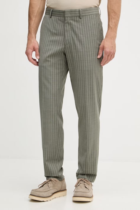 Michael Kors spodnie męskie z dodatkiem wełny zielone regular waist MK0SP01202