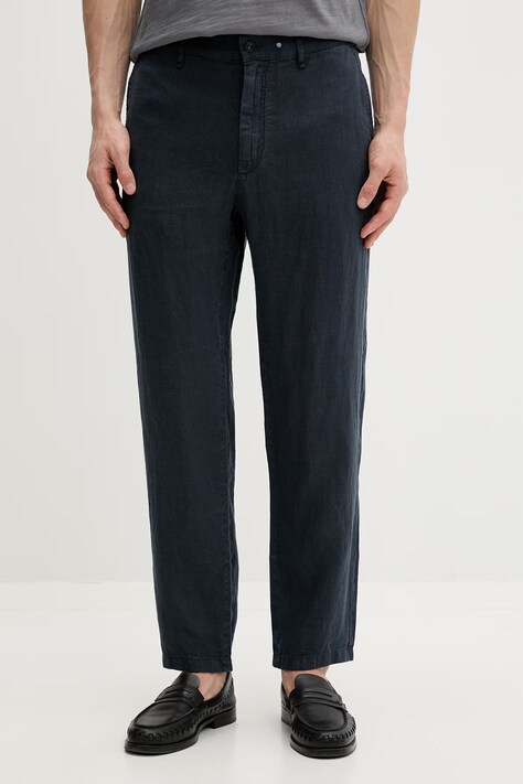 rag & bone spodnie męskie lniane granatowe high waist RV5326S7MCO