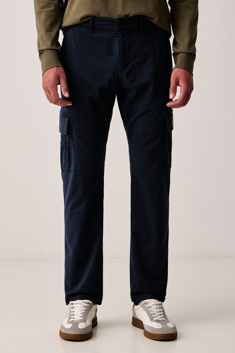 Aeronautica Militare Spodnie cargo męskie bawełniane z elastanem granatowe regular waist PA1719UCT04332