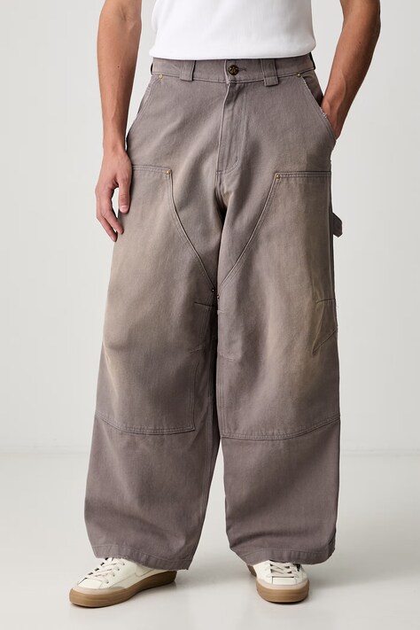 Willy Chavarria STOCKTON брюки carpenter из хлопка для мужчин серые regular waist WCBTM0079