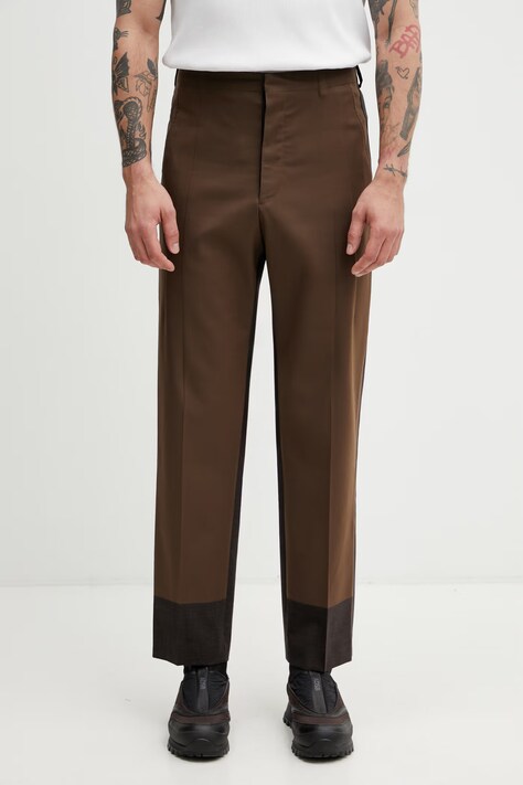 MM6 Maison Margiela spodnie męskie z dodatkiem wełny brązowe regular waist SH2KA0062.M35733