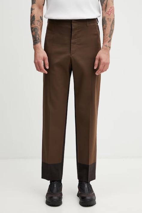 MM6 Maison Margiela spodnie męskie z dodatkiem wełny brązowe regular waist SH2KA0062.M35733