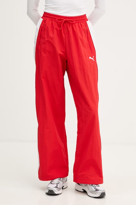 Puma spodnie dresowe Oversized kolor czerwony gładkie 629594