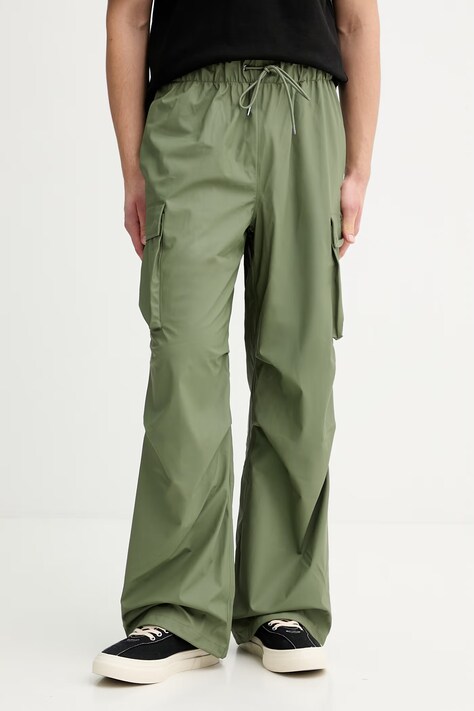 Rains pantaloni de trening 18310 Pocket Rain Pants Wide W3 culoarea verde, uni, 18310