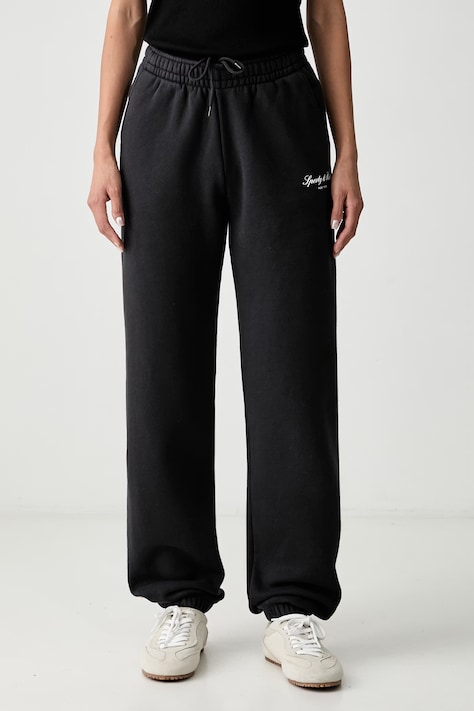 Sporty & Rich Signature NY spodnie dresowe bawełniane damskie czarne high waist PA07071329BA02