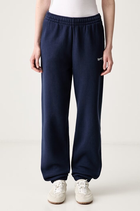 Sporty & Rich Modern spodnie dresowe bawełniane granatowe high waist PA070710087BL106