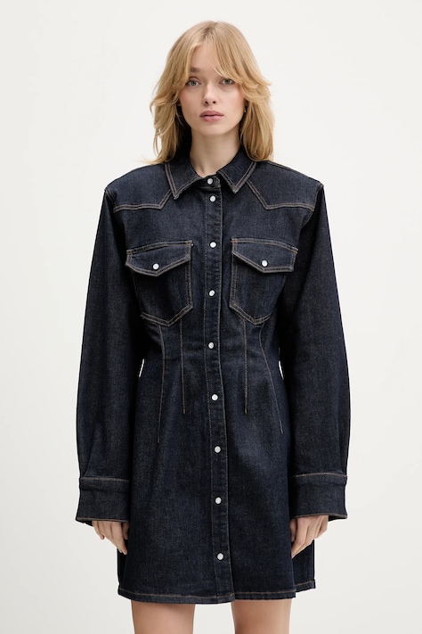 Gestuz sukienka jeansowa kolor granatowy mini dopasowana 10910869