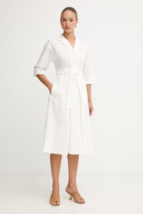 Weekend Max Mara sukienka letnia bawełniana PADANA biała gładka 2615221062600
