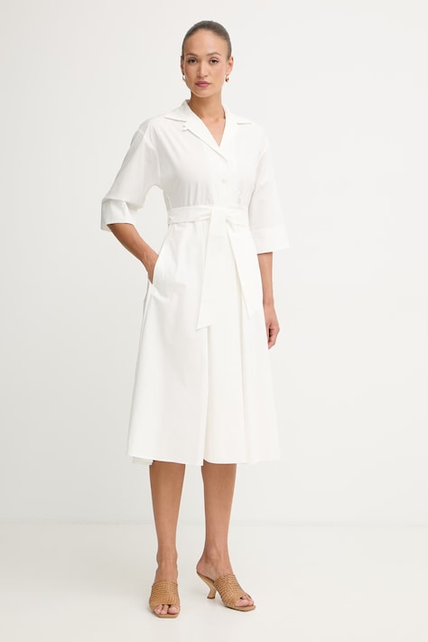 Weekend Max Mara sukienka letnia bawełniana PADANA biała gładka 2615221062600
