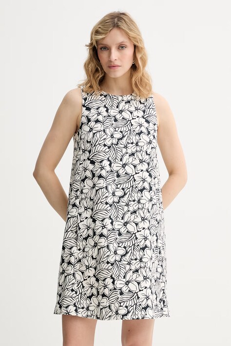 Weekend Max Mara sukienka rozkloszowana bawełniana żółta czarna w kwiaty 2615221122600