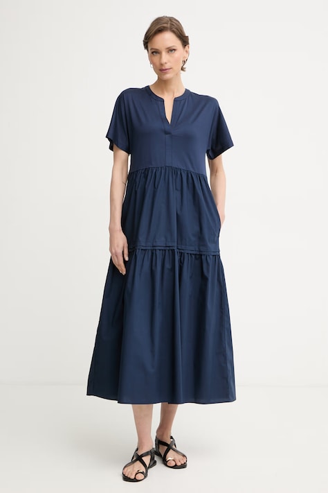 Weekend Max Mara καλοκαιρινό βαμβάκι CAPSULA σκούρο μπλε απλό 2615621032600