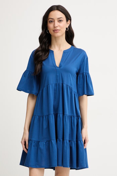 Weekend Max Mara sukienka letnia bawełniana SAGGINA niebieska gładka 2615621042600